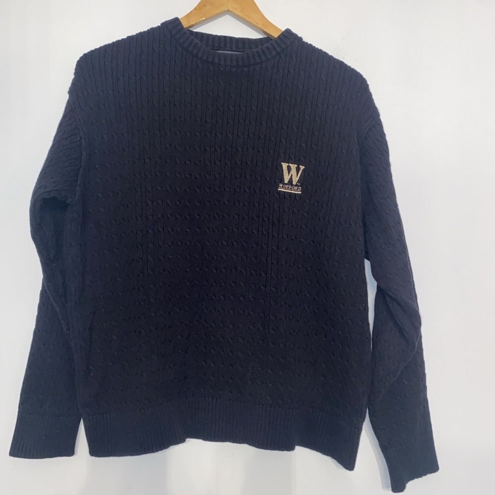 VERY Nice Black Wofford College Terriers Cable Knit Sweater Carolina Traders Med